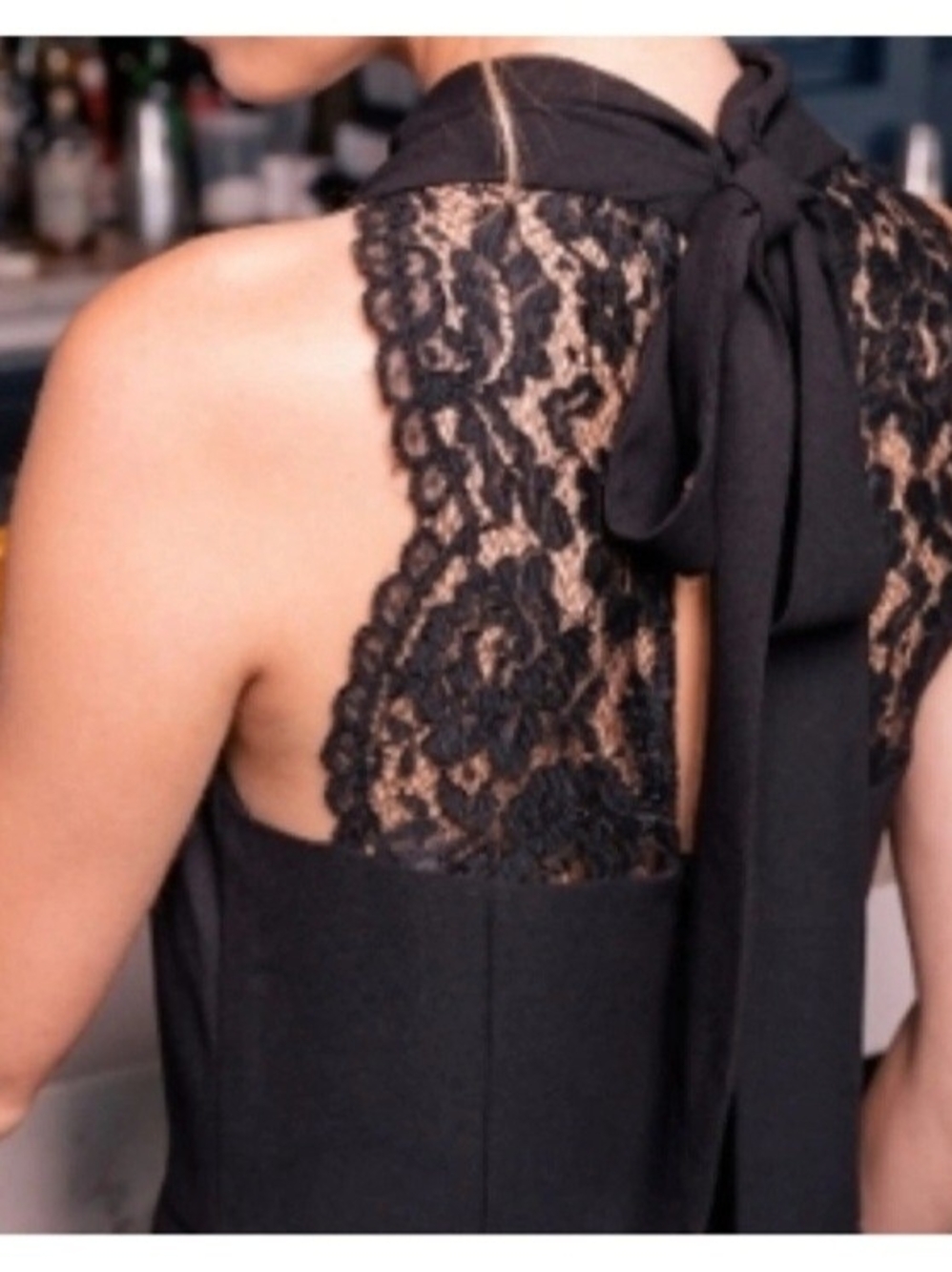 Gal Meets Glam Collection Melanie Lace Back Wide-Leg Jumpsuit Black 6 Cocktail